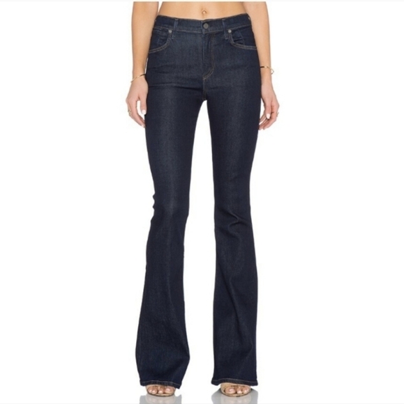 Citizens OF HUMANITY Fleetwood high rise flare 25 dark blue denim jeans - Picture 2 of 14